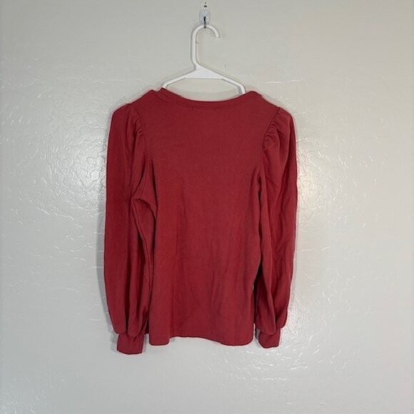 Marine Layer Top Womens XS Puff Sleeve Ribbed Blouse Long Sleeve BOHO - Picture 5 of 5